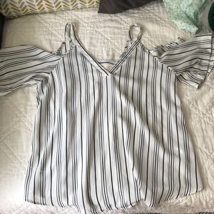 Cold shoulder stripped blouse
